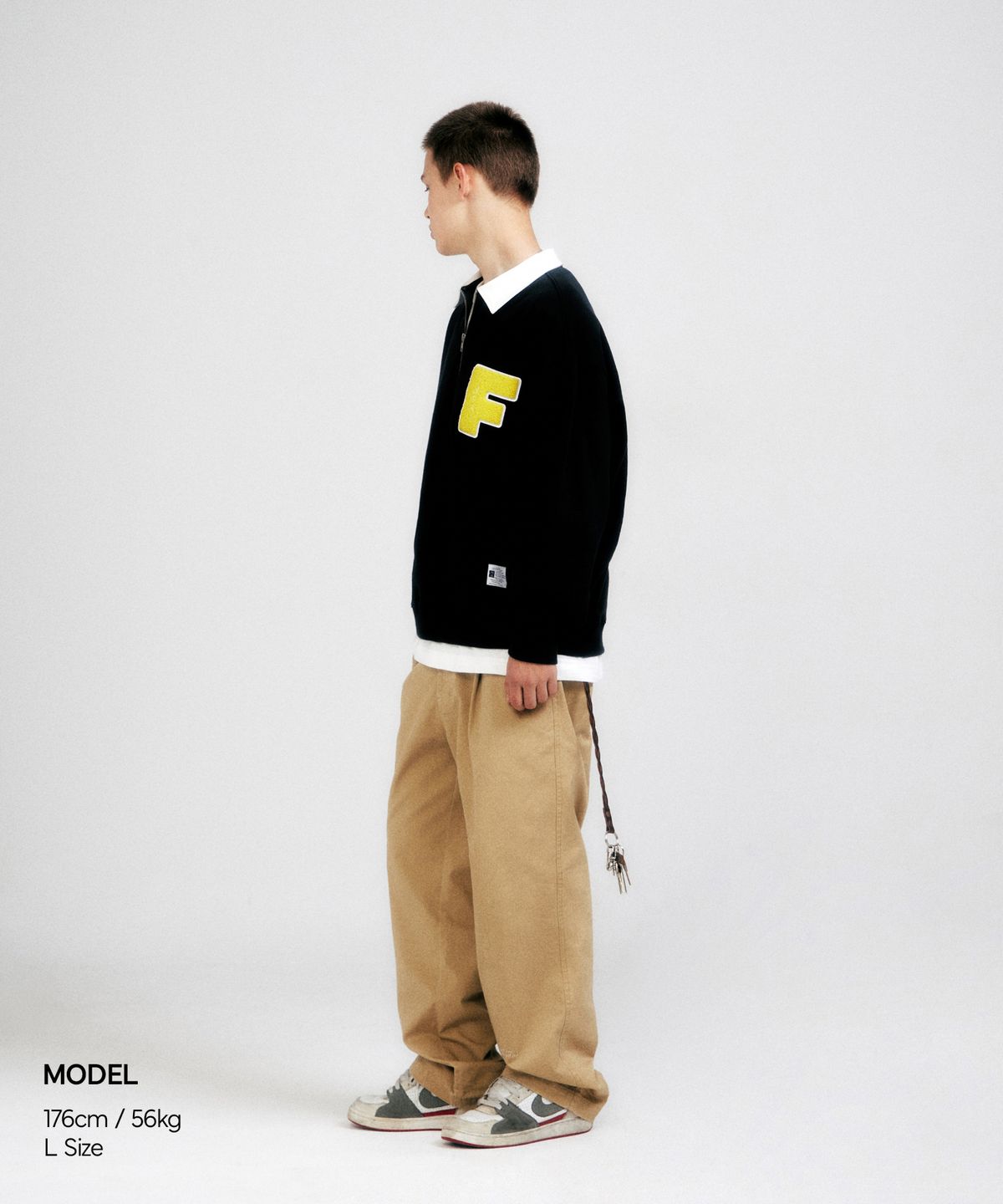 피도디도(FIDO DIDO) Boucle Logo Half Zip Sweatshirt Navy