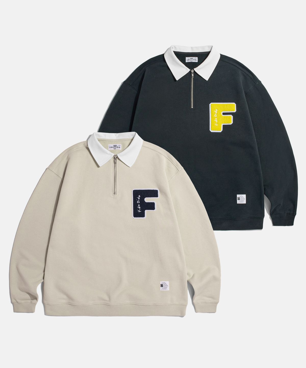 피도디도(FIDO DIDO) Boucle Logo Half Zip Sweatshirt Beige