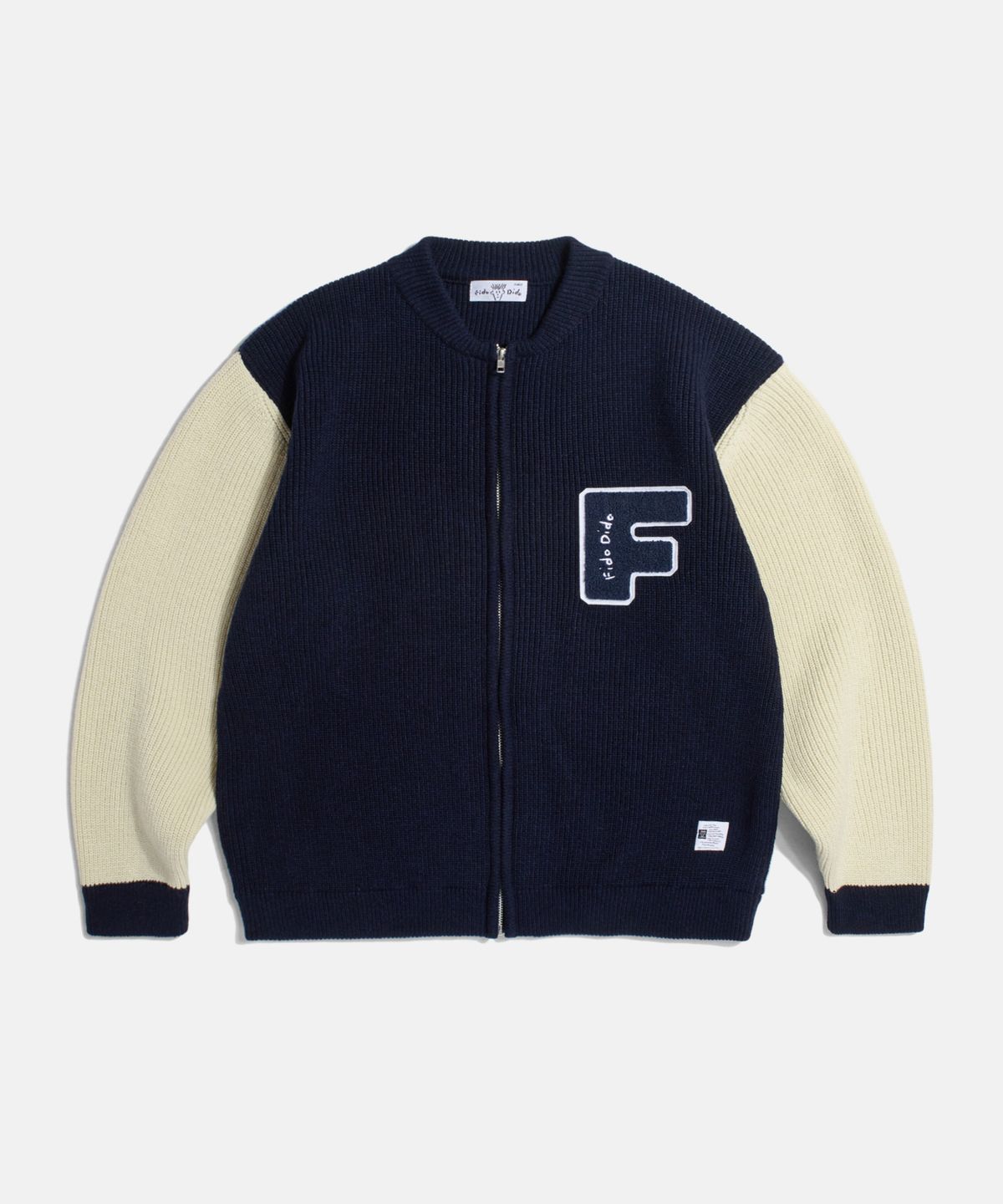 피도디도(FIDO DIDO) Boucle Logo Zip Cardigan Navy