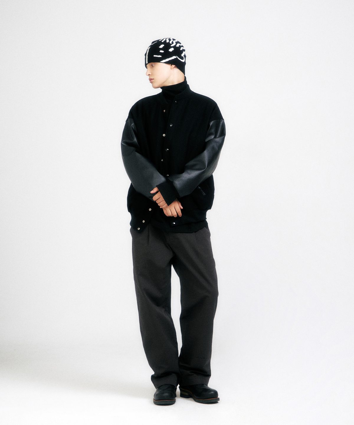 피도디도(FIDO DIDO) FD Standard Varsity Jacket Black