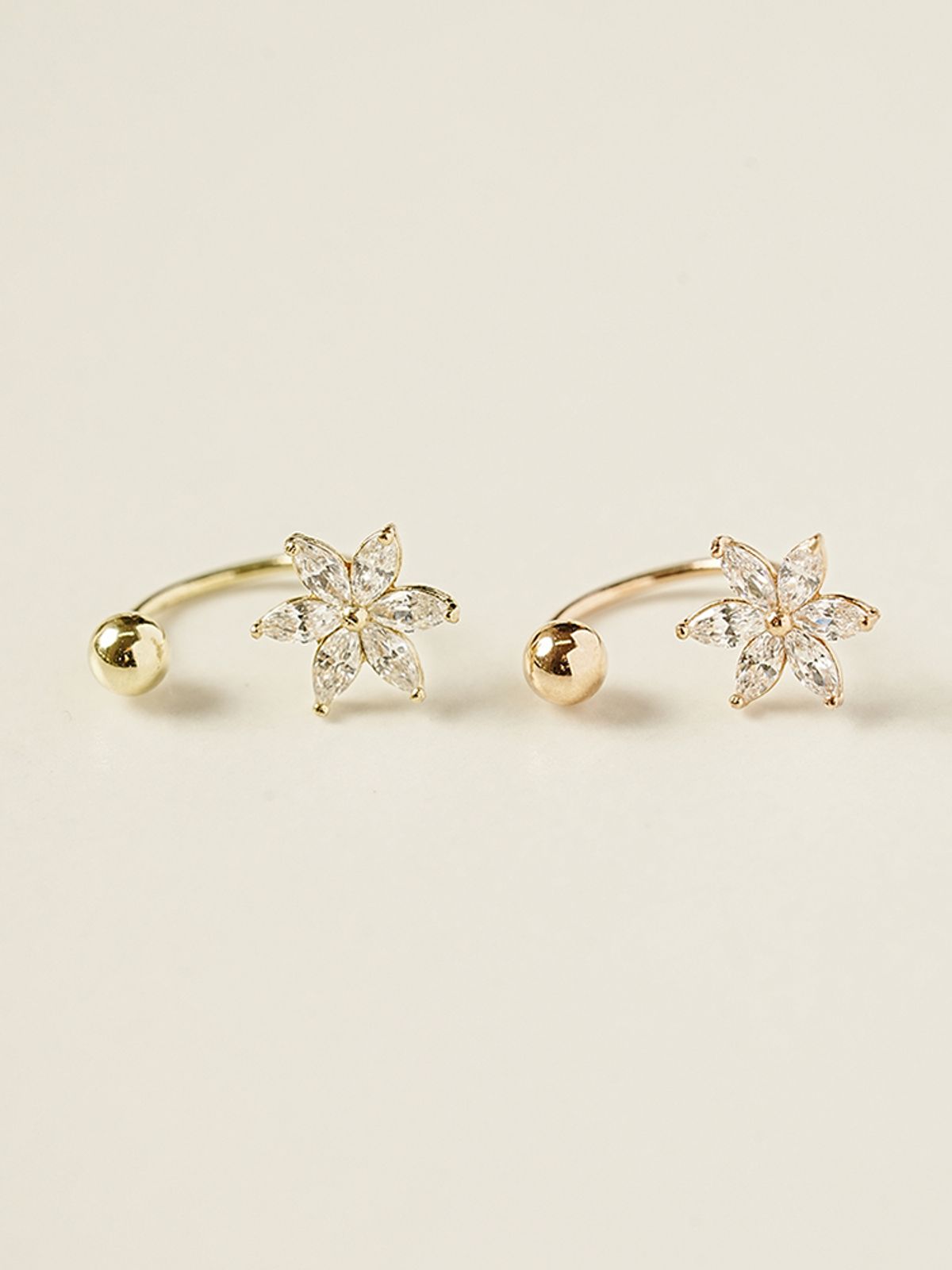 미니멀피어싱(MINIMALPIERCING) 14K 여섯꽃잎 플라워 커브 링 피어싱 귀걸이