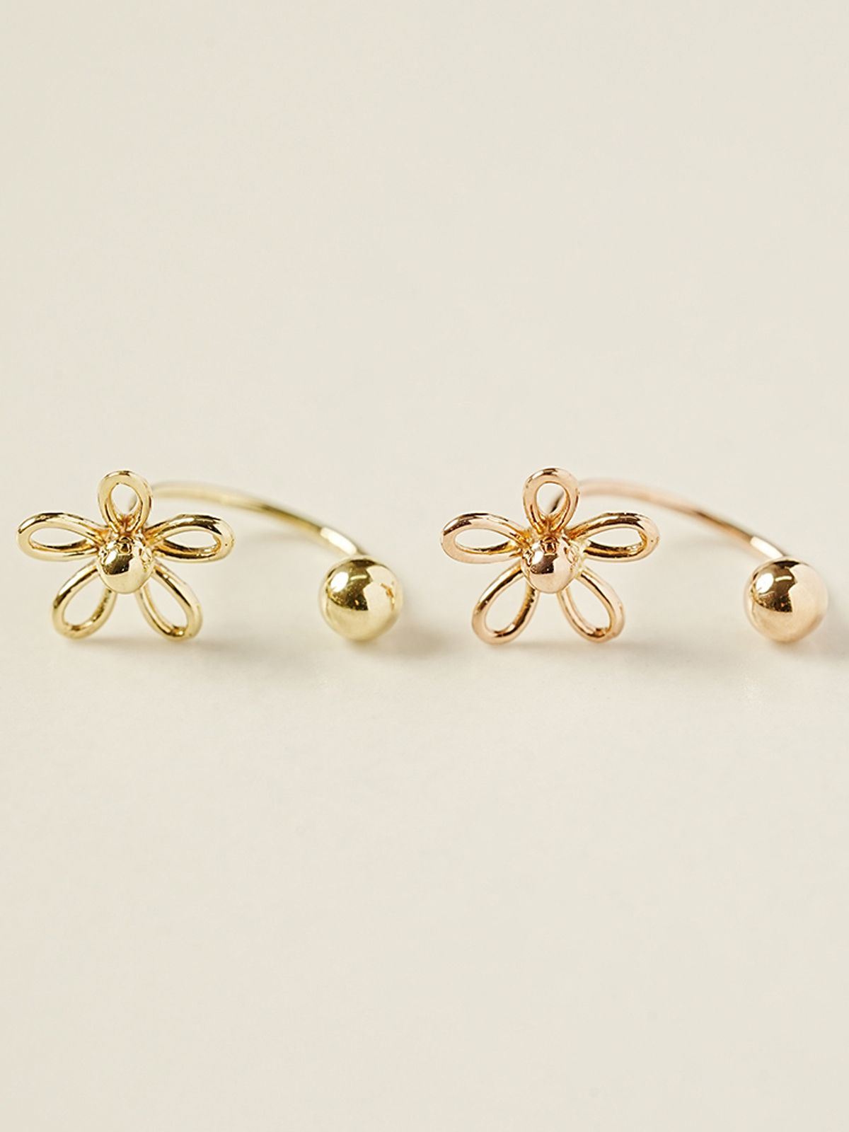 미니멀피어싱(MINIMALPIERCING) 14K 다섯 꽃잎 플라워 커브 링 피어싱 귀걸이