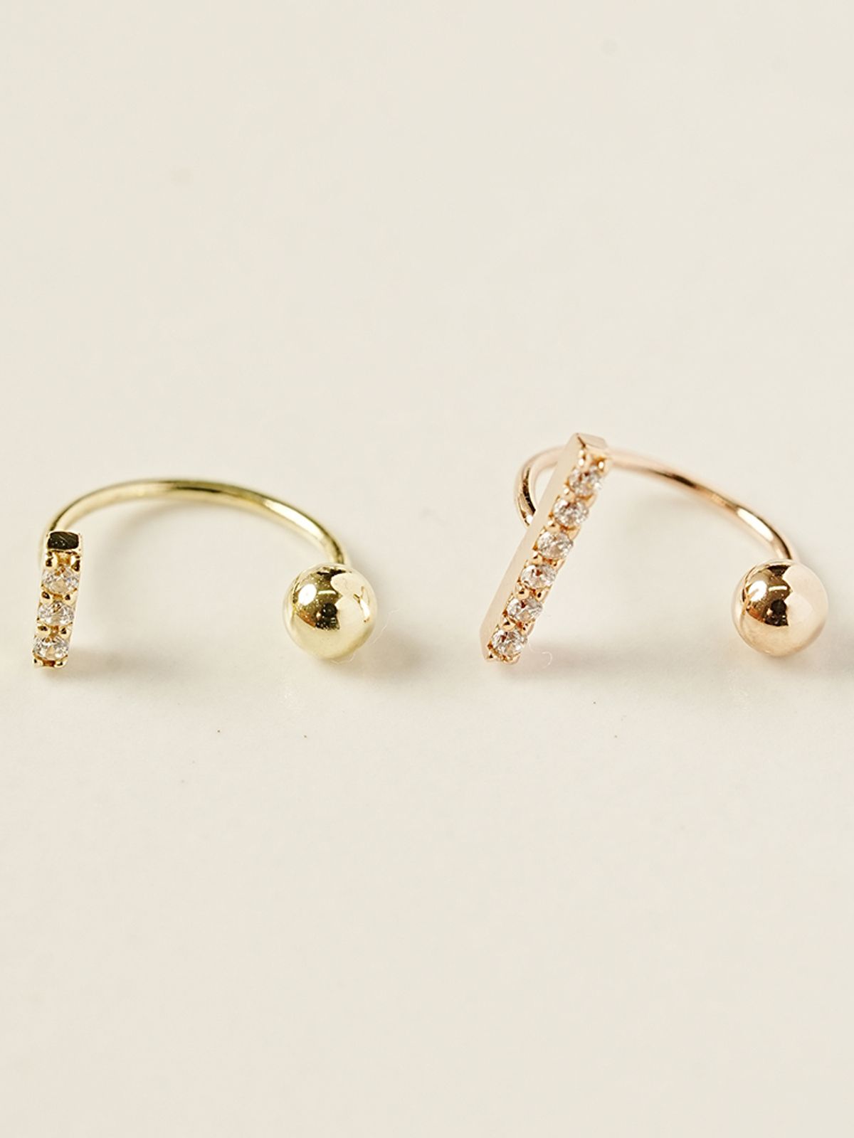 미니멀피어싱(MINIMALPIERCING) 14K 큐빅 스틱 커브 링 피어싱 귀걸이