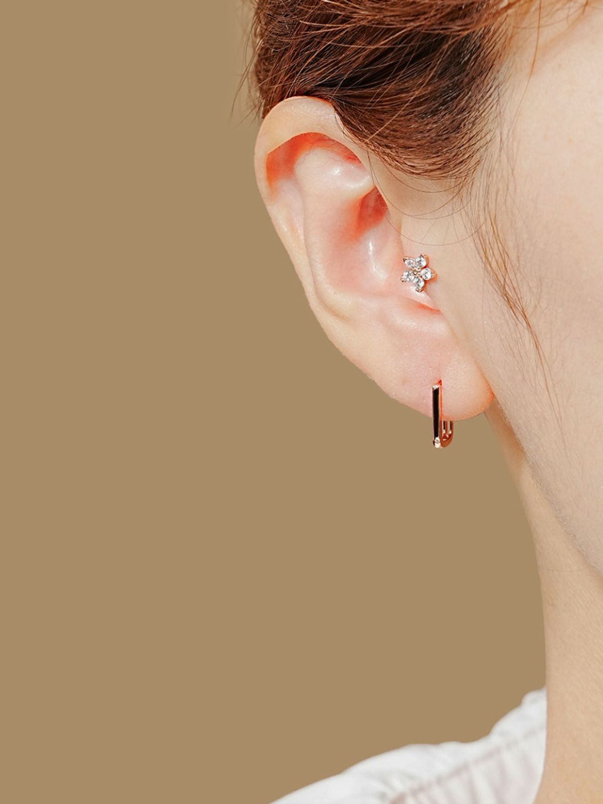 미니멀피어싱(MINIMALPIERCING) 14K 데일리 스퀘어 원터치 귀걸이