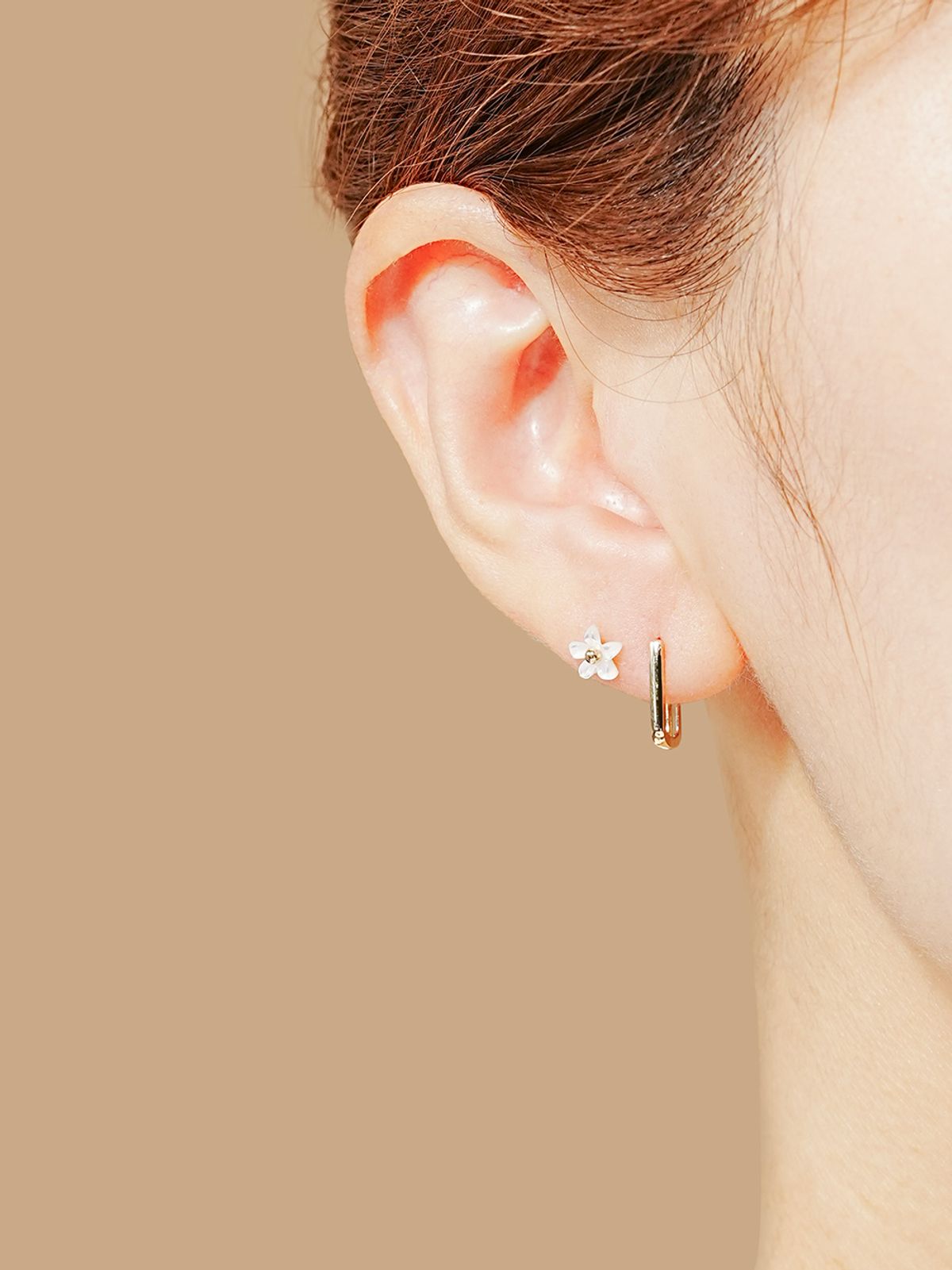 미니멀피어싱(MINIMALPIERCING) 14K 데일리 스퀘어 원터치 귀걸이