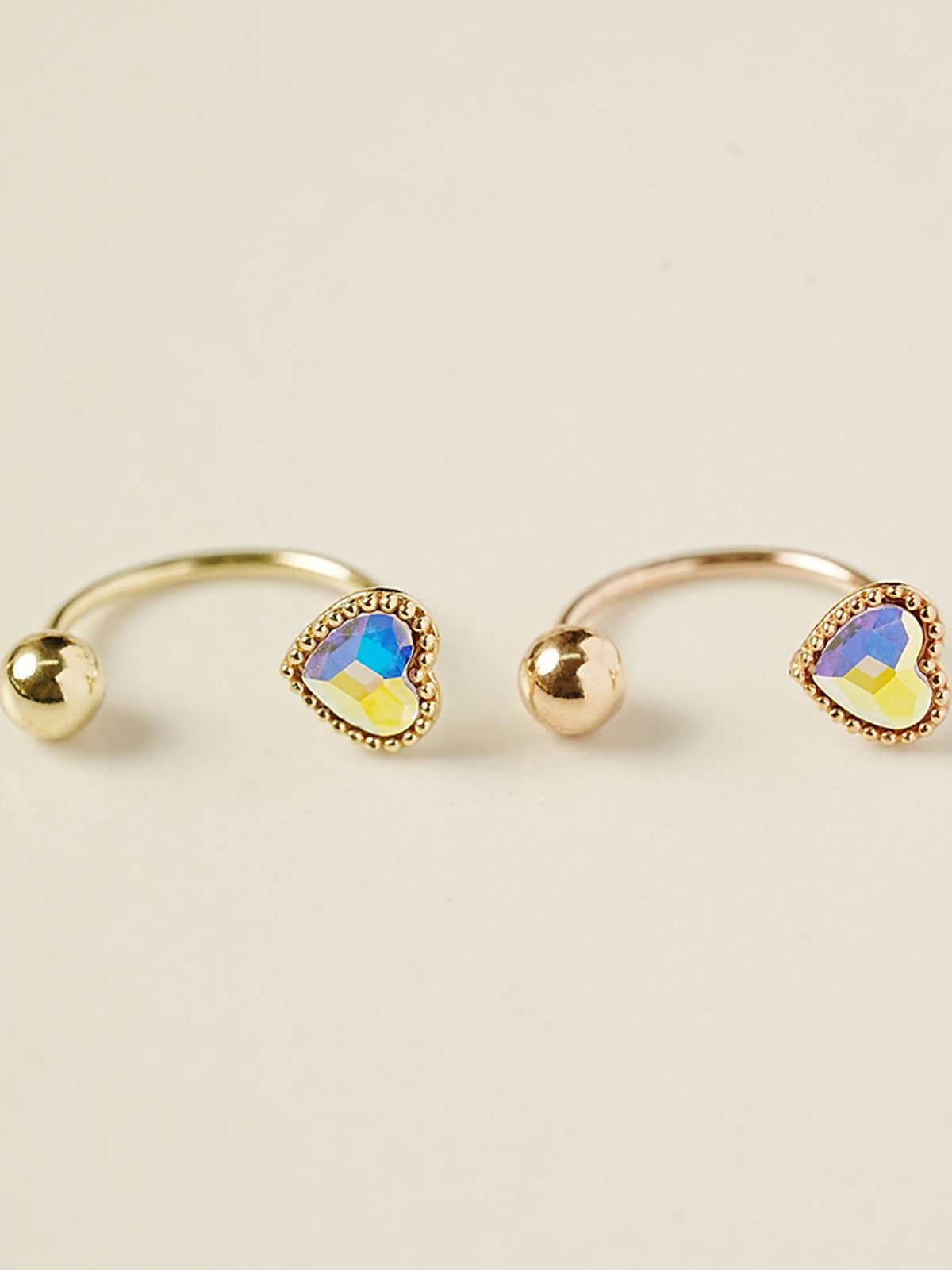 미니멀피어싱(MINIMALPIERCING) 14K 스왈 스톤 하트 커브 링 피어싱 귀걸이