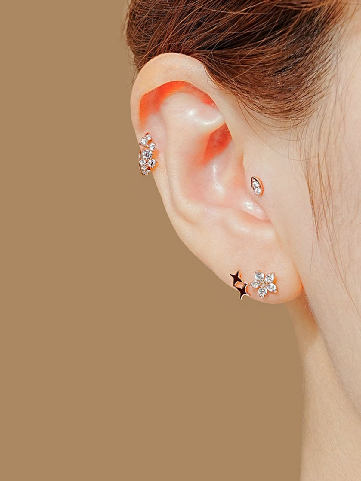 미니멀피어싱(MINIMALPIERCING) 14K 트윙클 큐빅 원터치 링 귀걸이