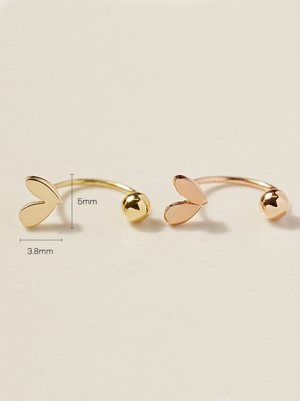 미니멀피어싱(MINIMALPIERCING) 14K 러블리 포인트 하트 커브 링 피어싱 귀걸이