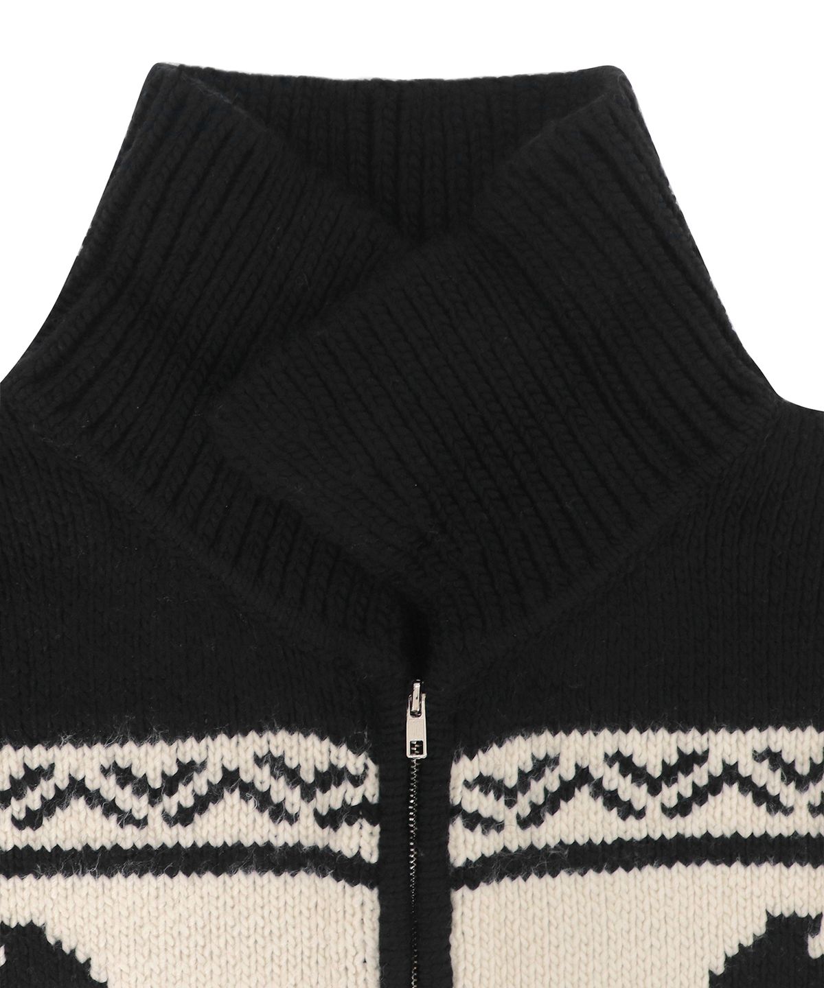 락케이크(ROCKCAKE) Flower Cowichan Cardigan - Black/Beige