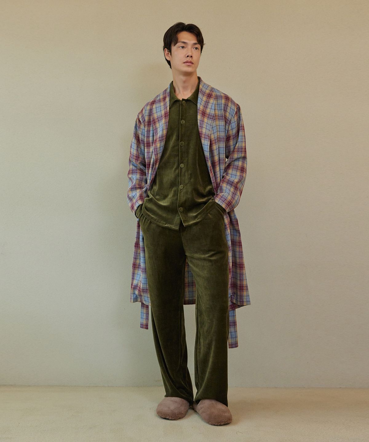 아템포(ATEMPO) VELOUR PAJAMA SET_olive (men)