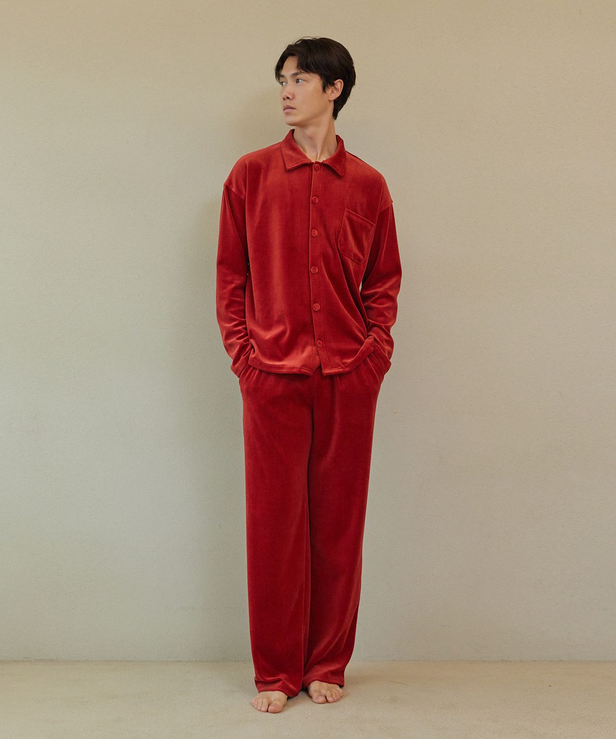 아템포(ATEMPO) VELOUR PAJAMA SET_carmine red (men)