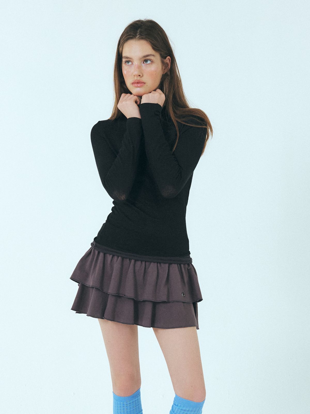 에트몽(ETMON) Layered Turtleneck T-Shirt, Black