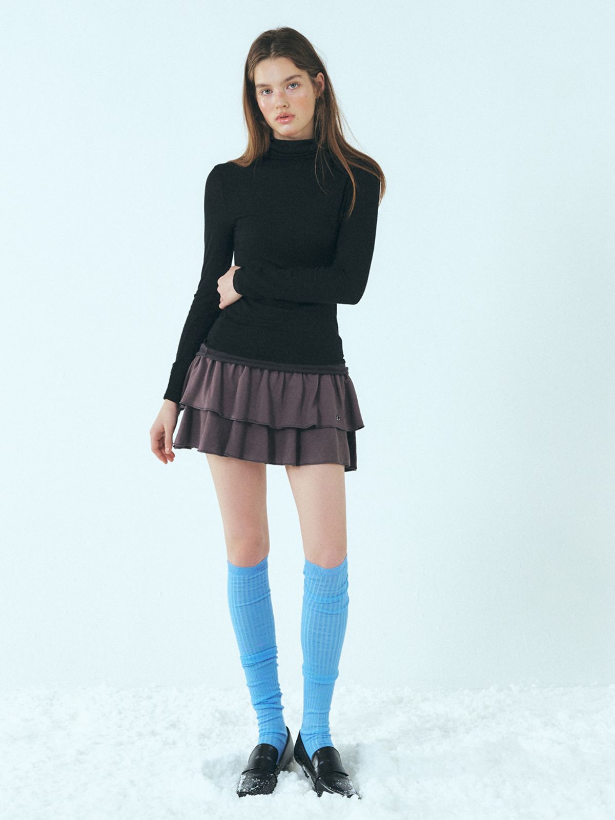 에트몽(ETMON) Layered Turtleneck T-Shirt, Black