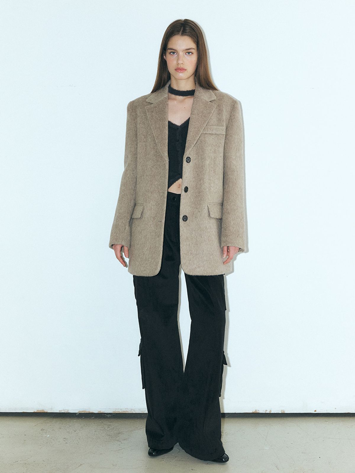 에트몽(ETMON) Corduroy Stud Pocket Pants, Black