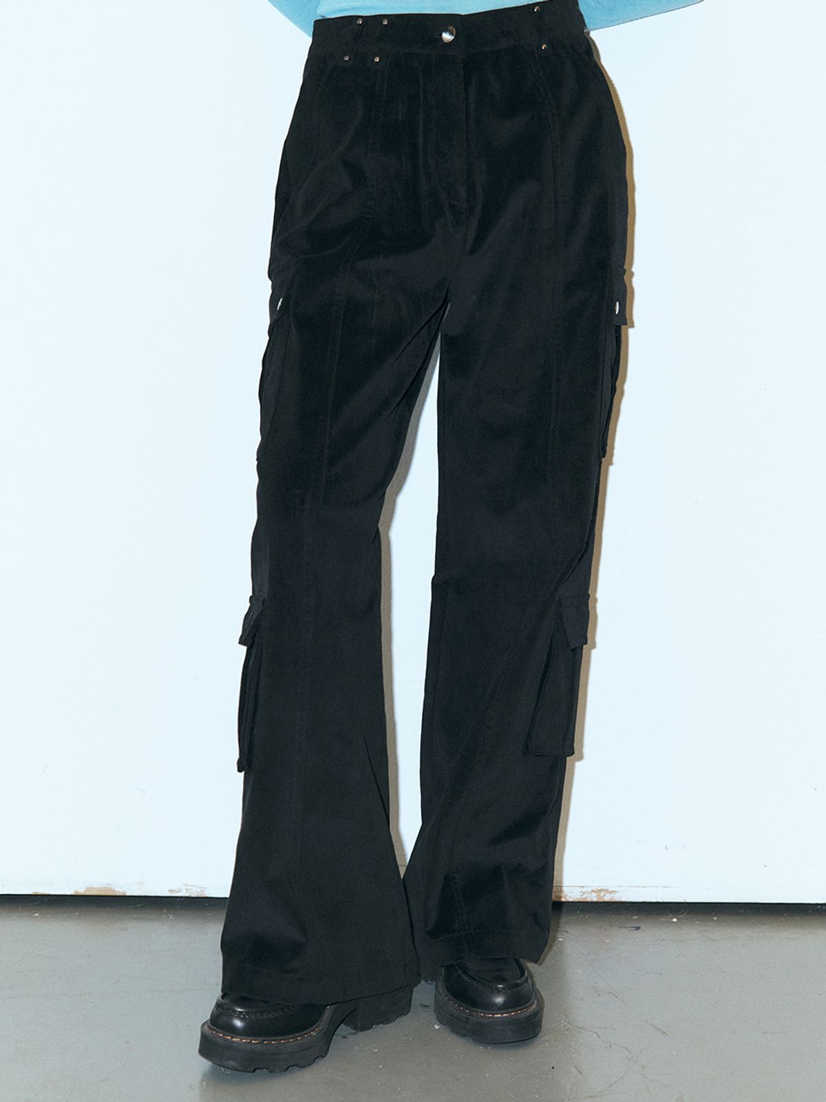 에트몽(ETMON) Corduroy Stud Pocket Pants, Black