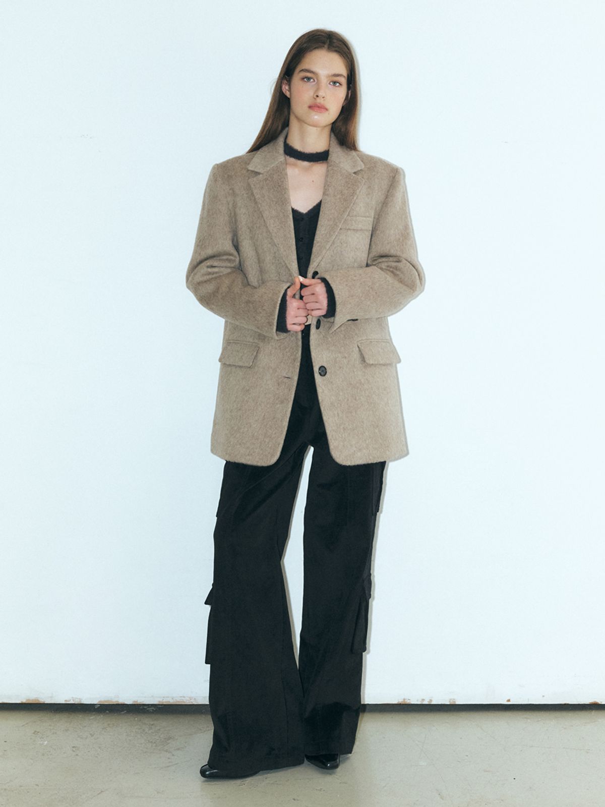 에트몽(ETMON) Alpaca Wool Winter Jacket, Mocha Brown