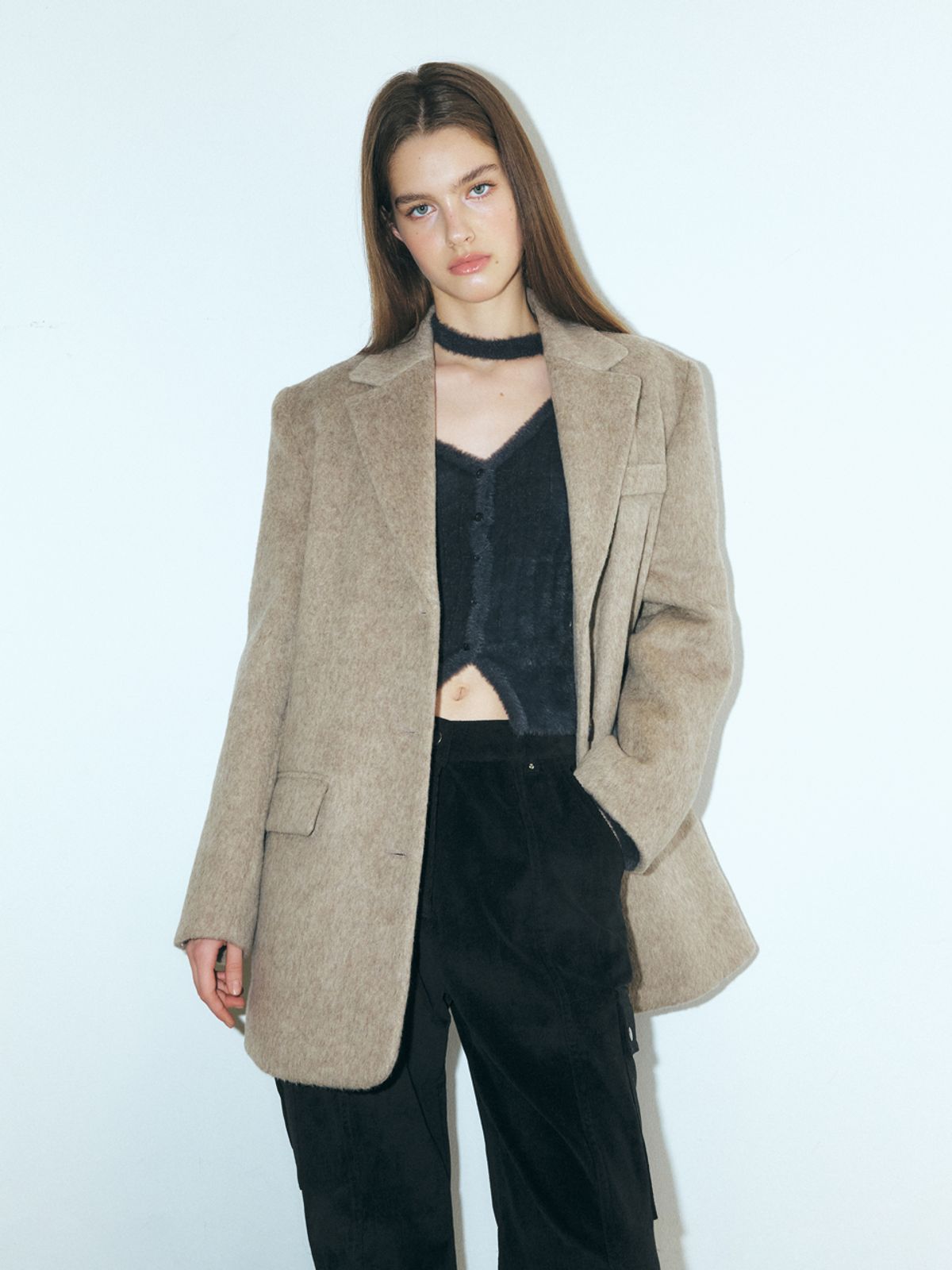 에트몽(ETMON) Alpaca Wool Winter Jacket, Mocha Brown