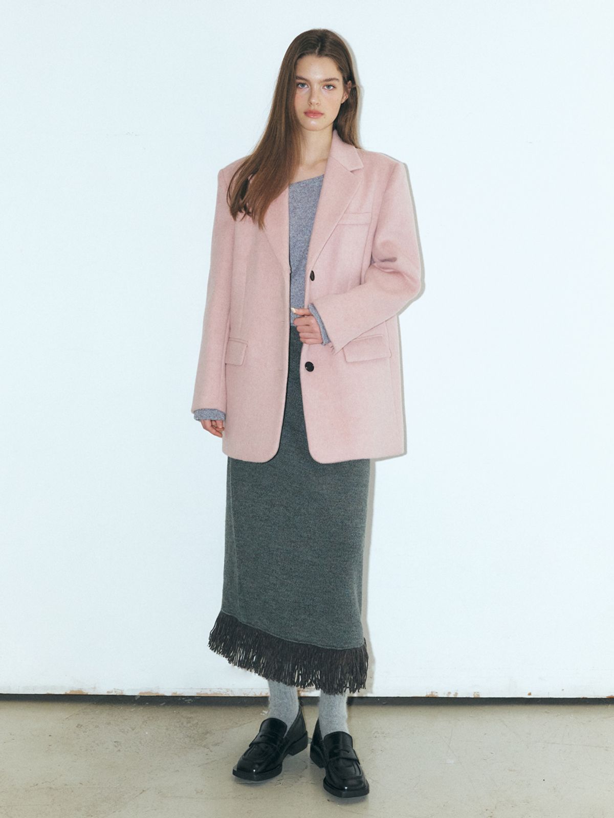 에트몽(ETMON) Alpaca Wool Winter Jacket, Pink