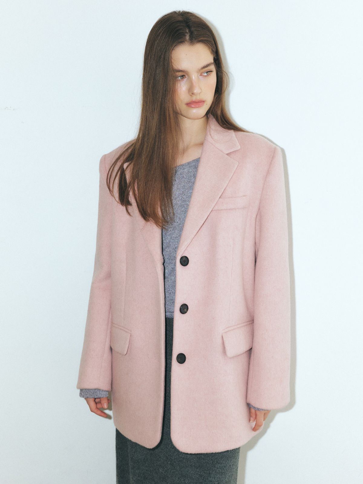 에트몽(ETMON) Alpaca Wool Winter Jacket, Pink
