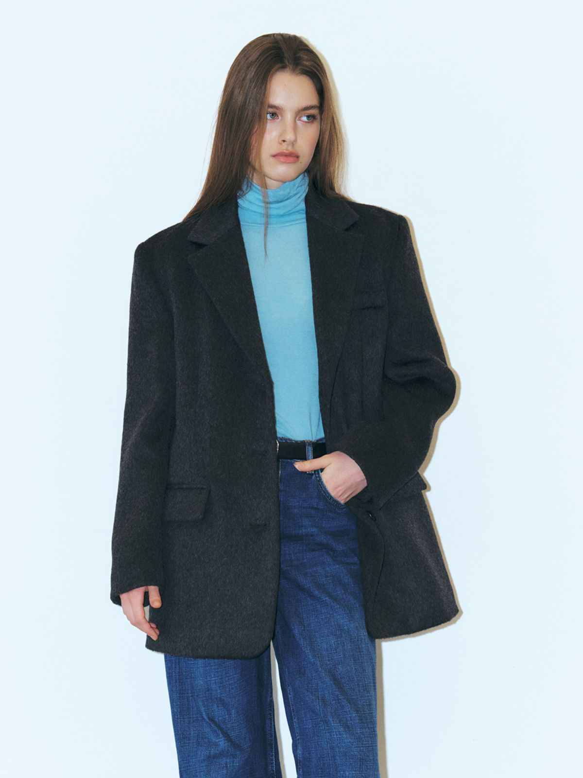 에트몽(ETMON) Alpaca Wool Winter Jacket, Charcoal