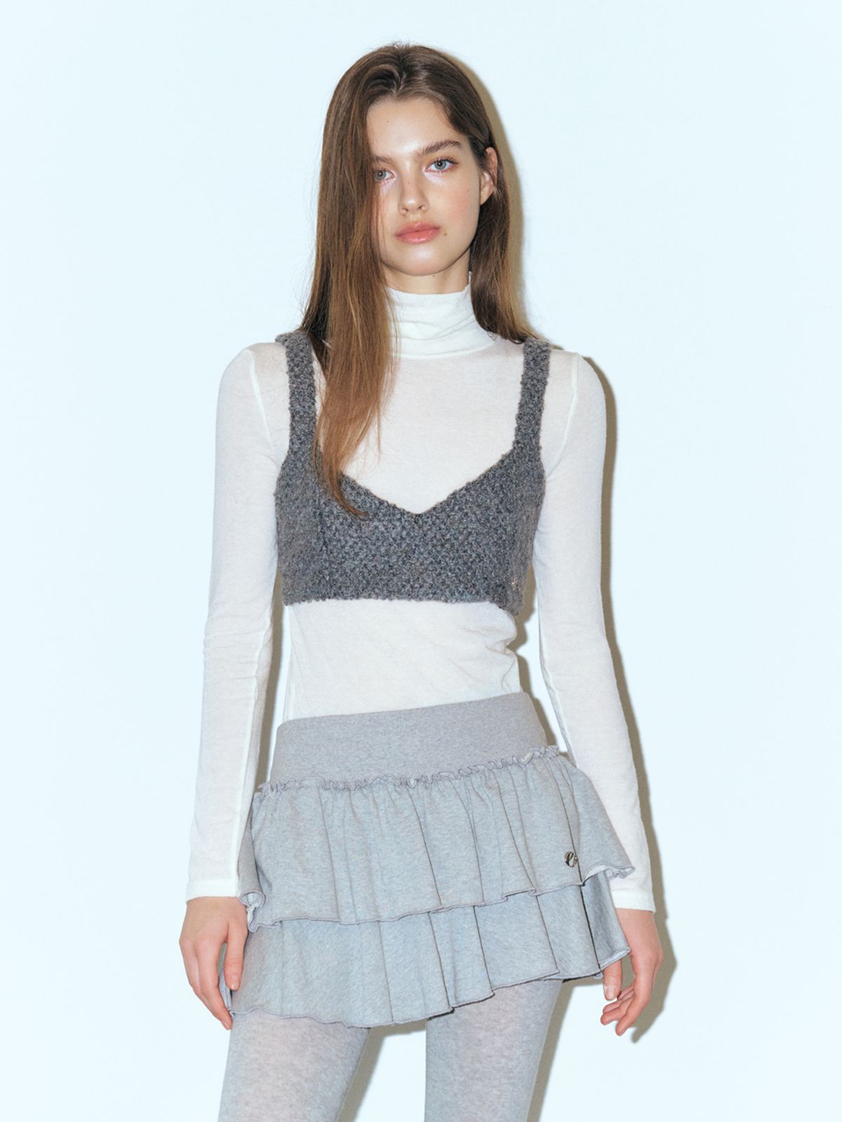 에트몽(ETMON) Boucle Tweed Bustier, Charcoal