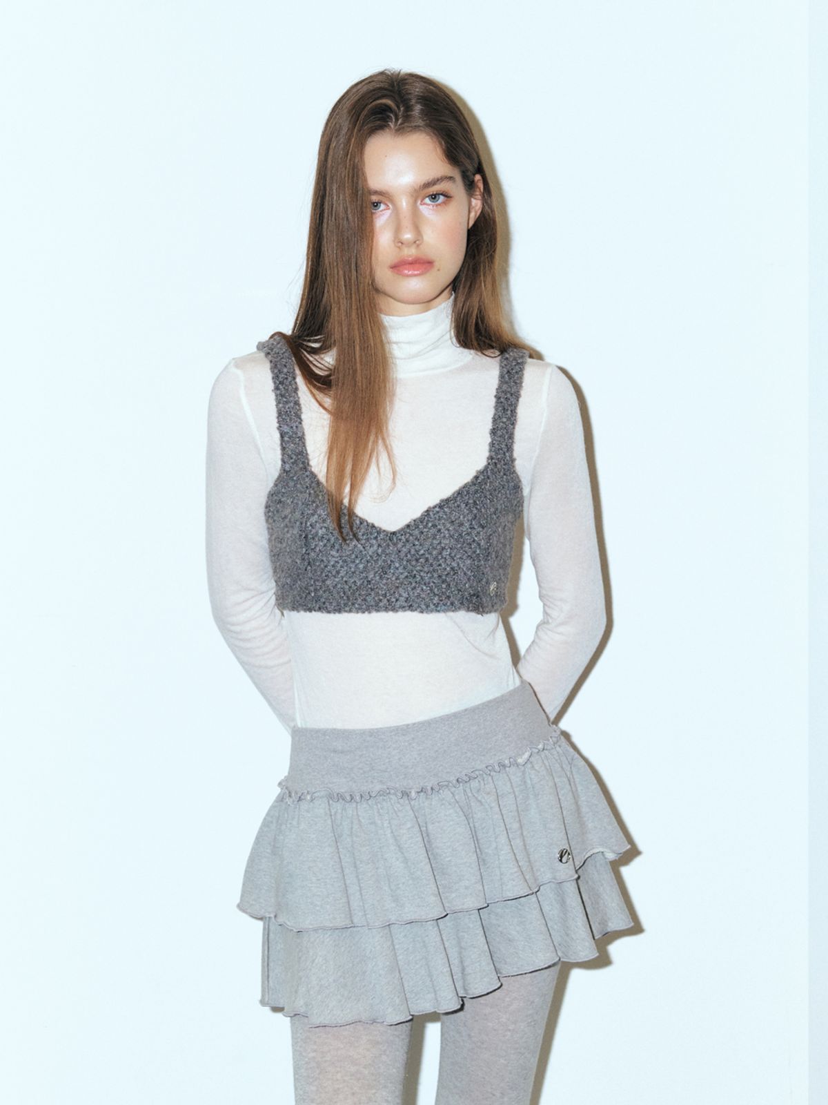 에트몽(ETMON) Boucle Tweed Bustier, Charcoal