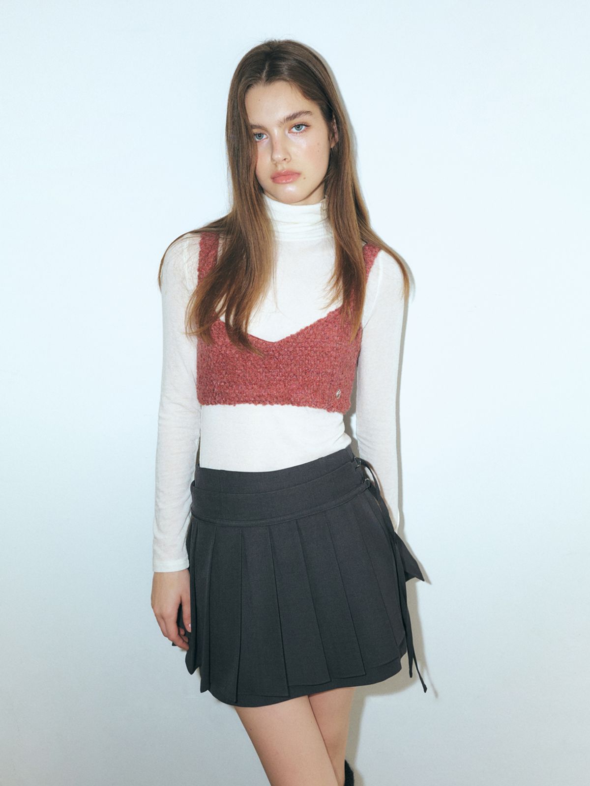 에트몽(ETMON) Boucle Tweed Bustier, Red