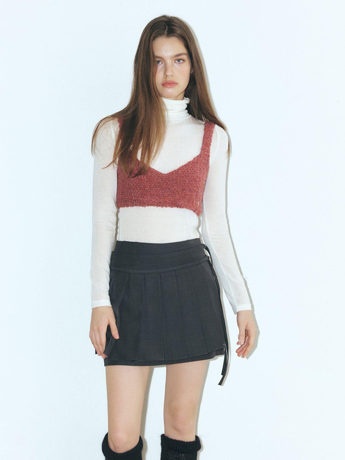 에트몽(ETMON) Boucle Tweed Bustier, Red