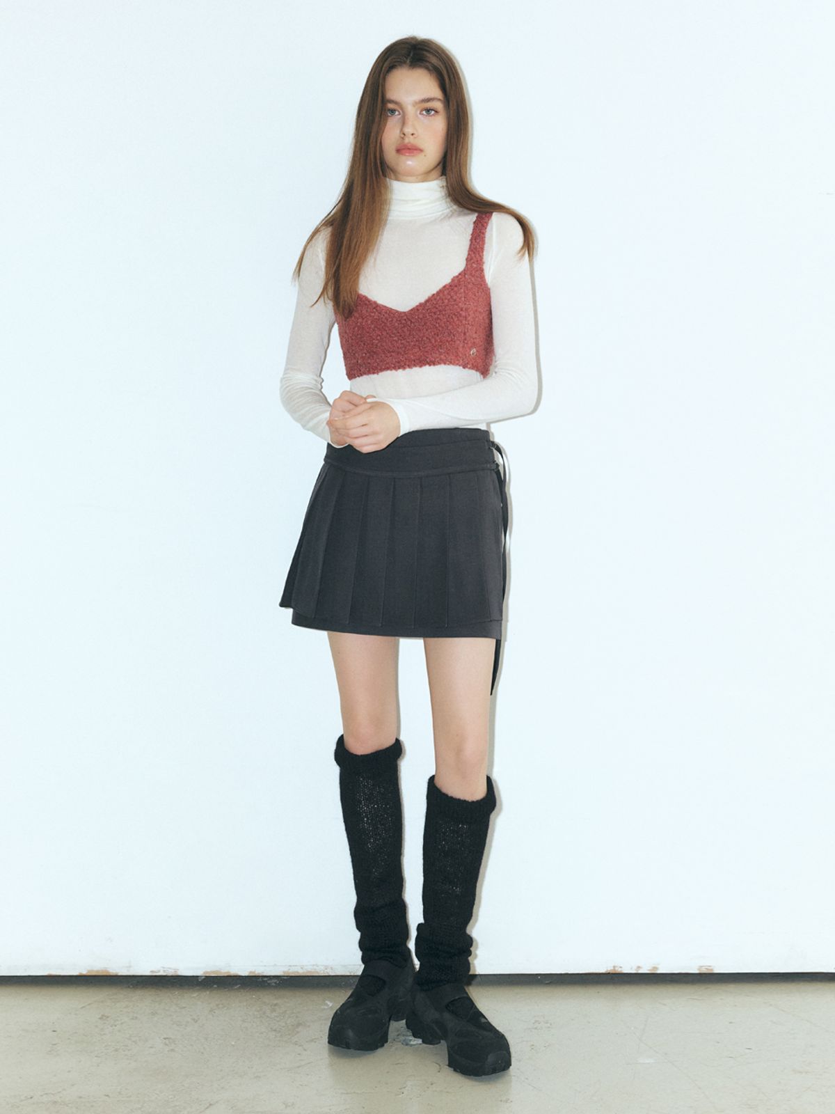 에트몽(ETMON) Boucle Tweed Bustier, Red