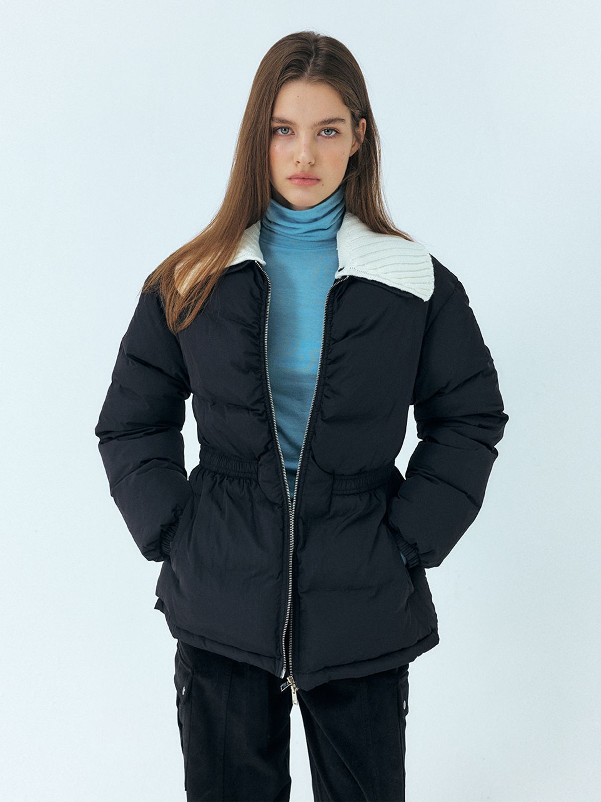 에트몽(ETMON) Knit-Collar Duck Down Padding, Black