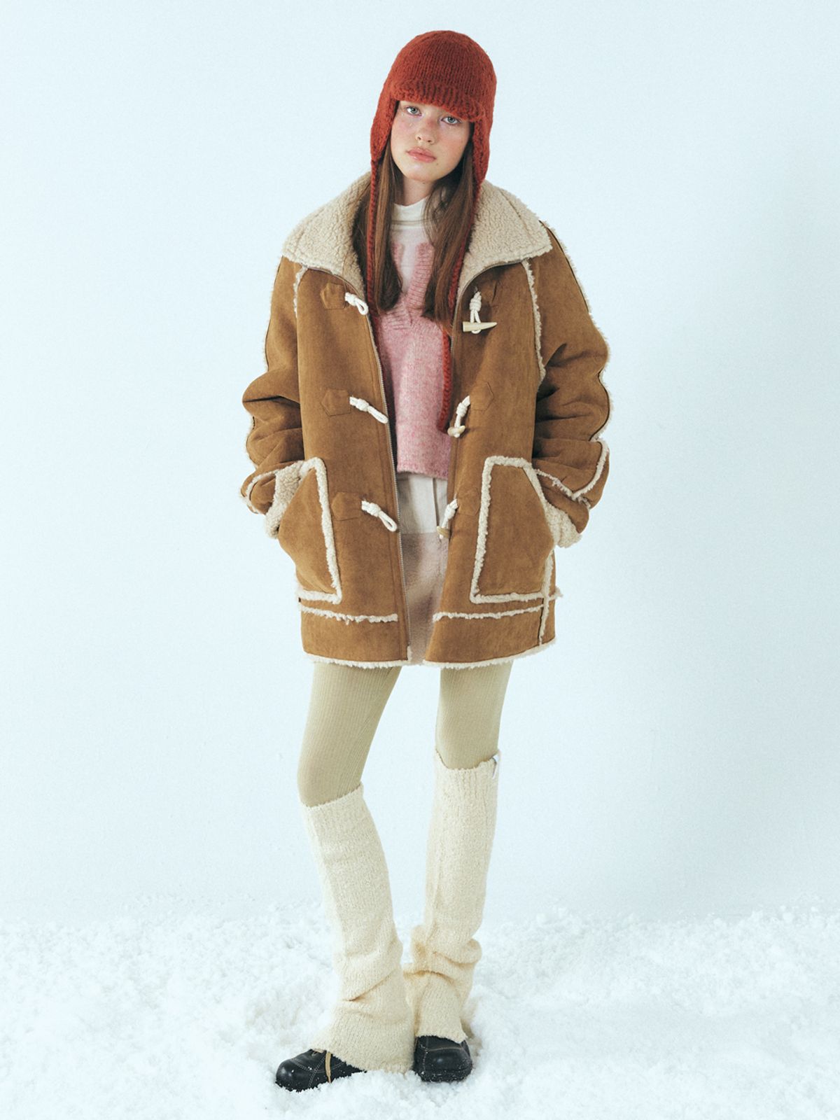 에트몽(ETMON) Reversible Duffle Mustang Coat, Camel