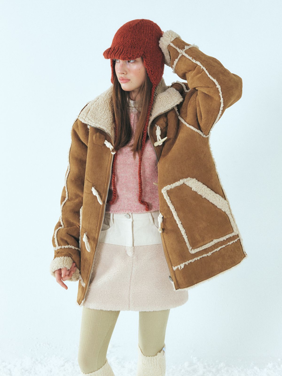 에트몽(ETMON) Reversible Duffle Mustang Coat, Camel