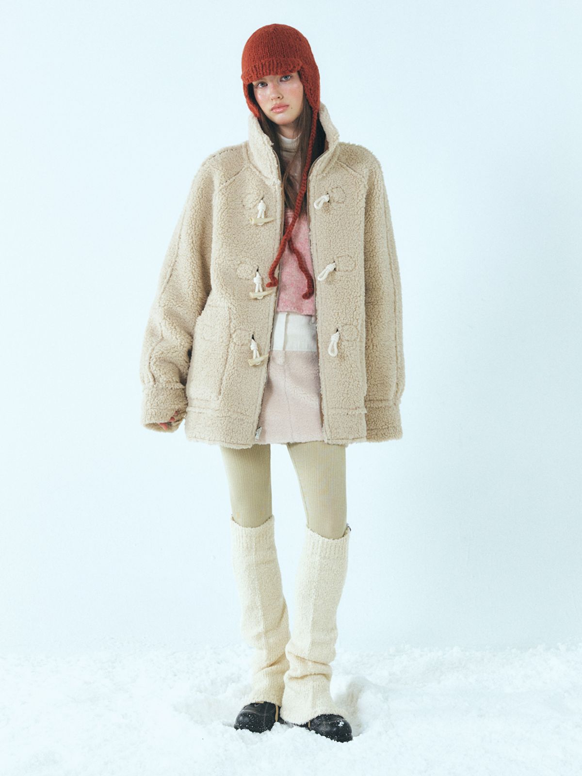 에트몽(ETMON) Reversible Duffle Mustang Coat, Camel