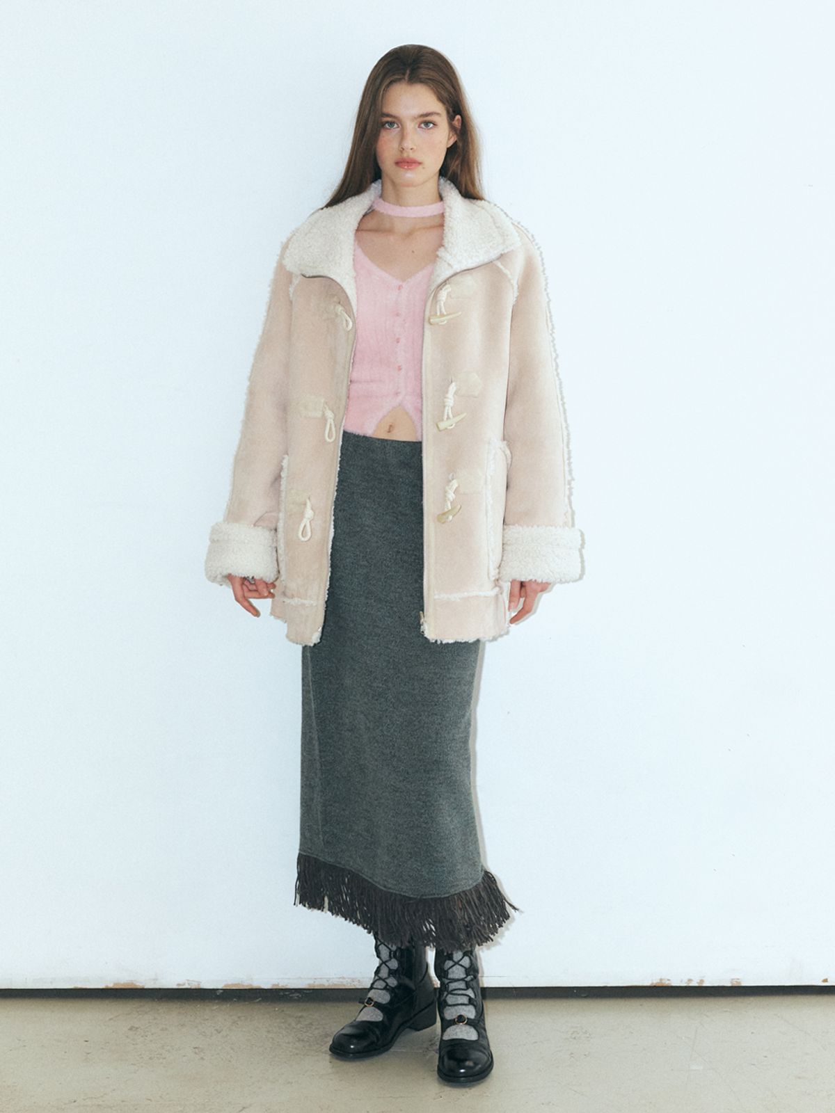 에트몽(ETMON) Reversible Duffle Mustang Coat, Beige
