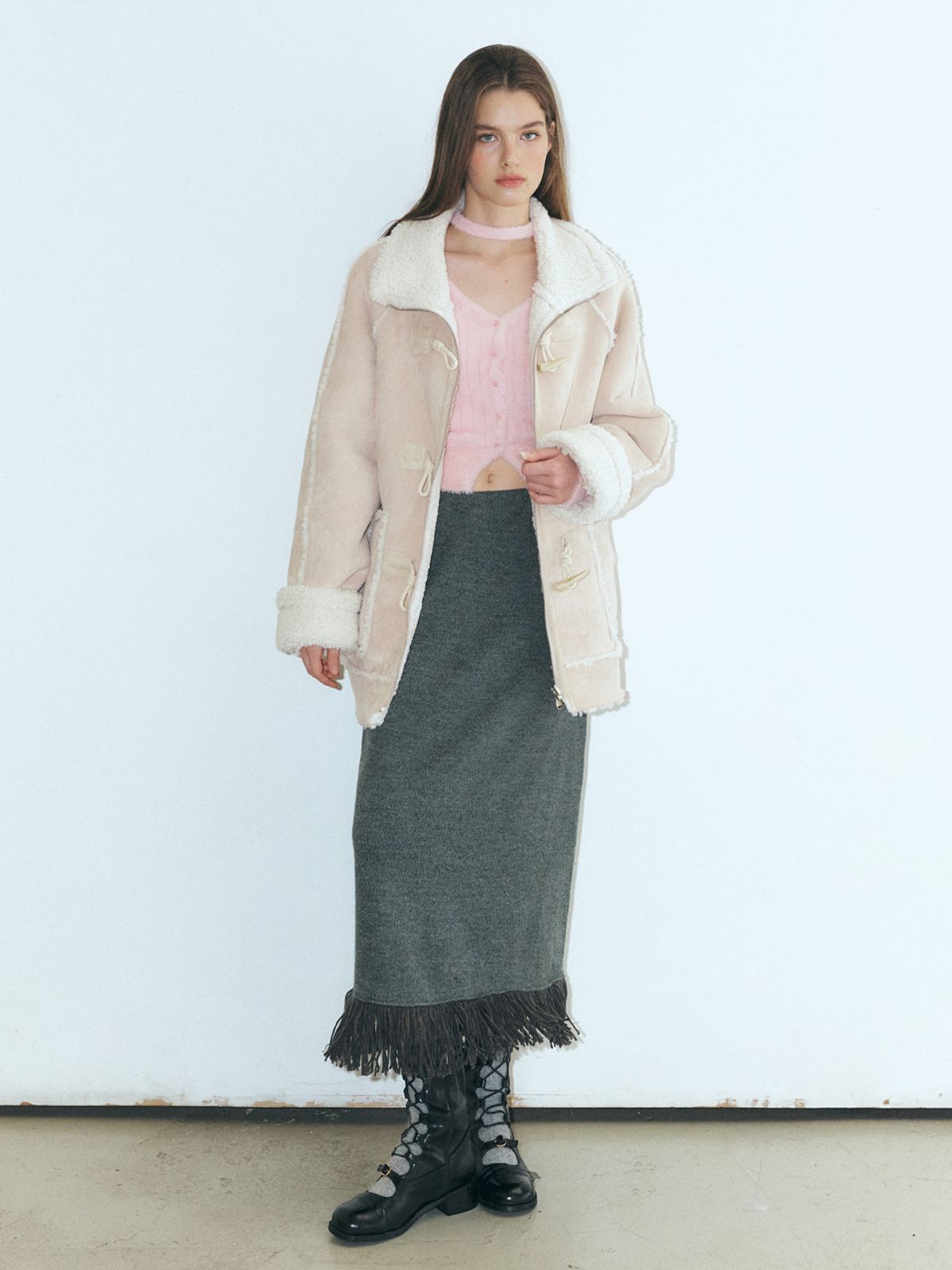 에트몽(ETMON) Reversible Duffle Mustang Coat, Beige