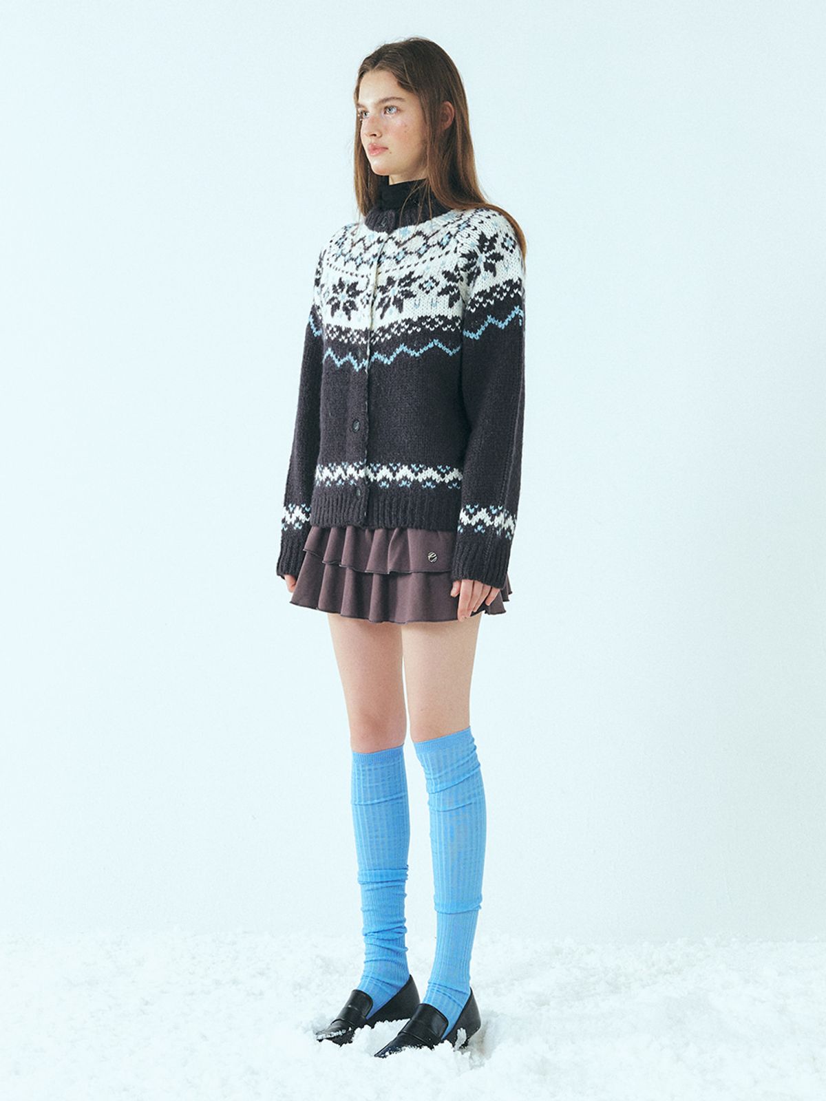 에트몽(ETMON) Alpaca Nordic Knit Cardigan, Charcoal