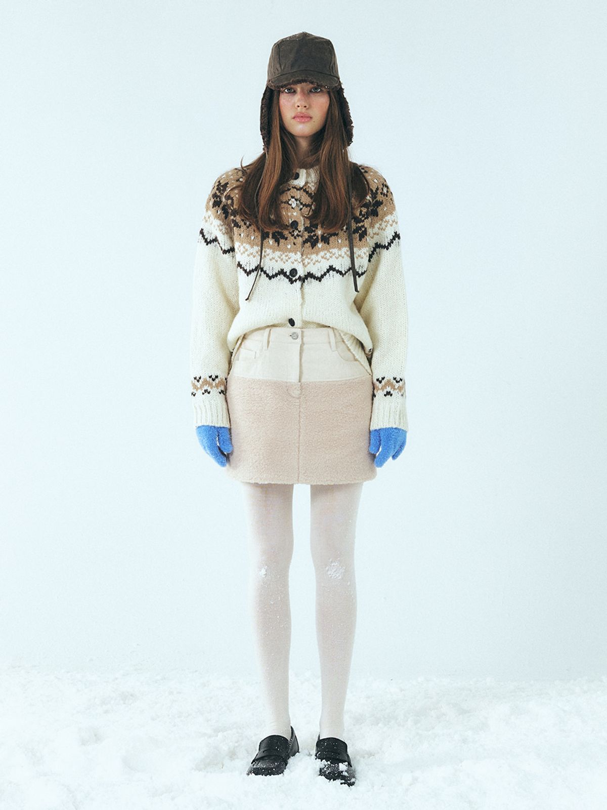 에트몽(ETMON) Alpaca Nordic Knit Cardigan, Cream