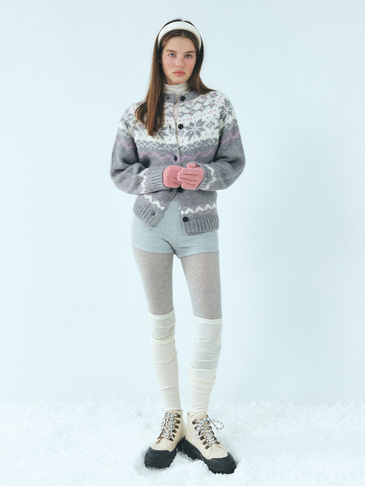 에트몽(ETMON) Alpaca Nordic Knit Cardigan, Grey