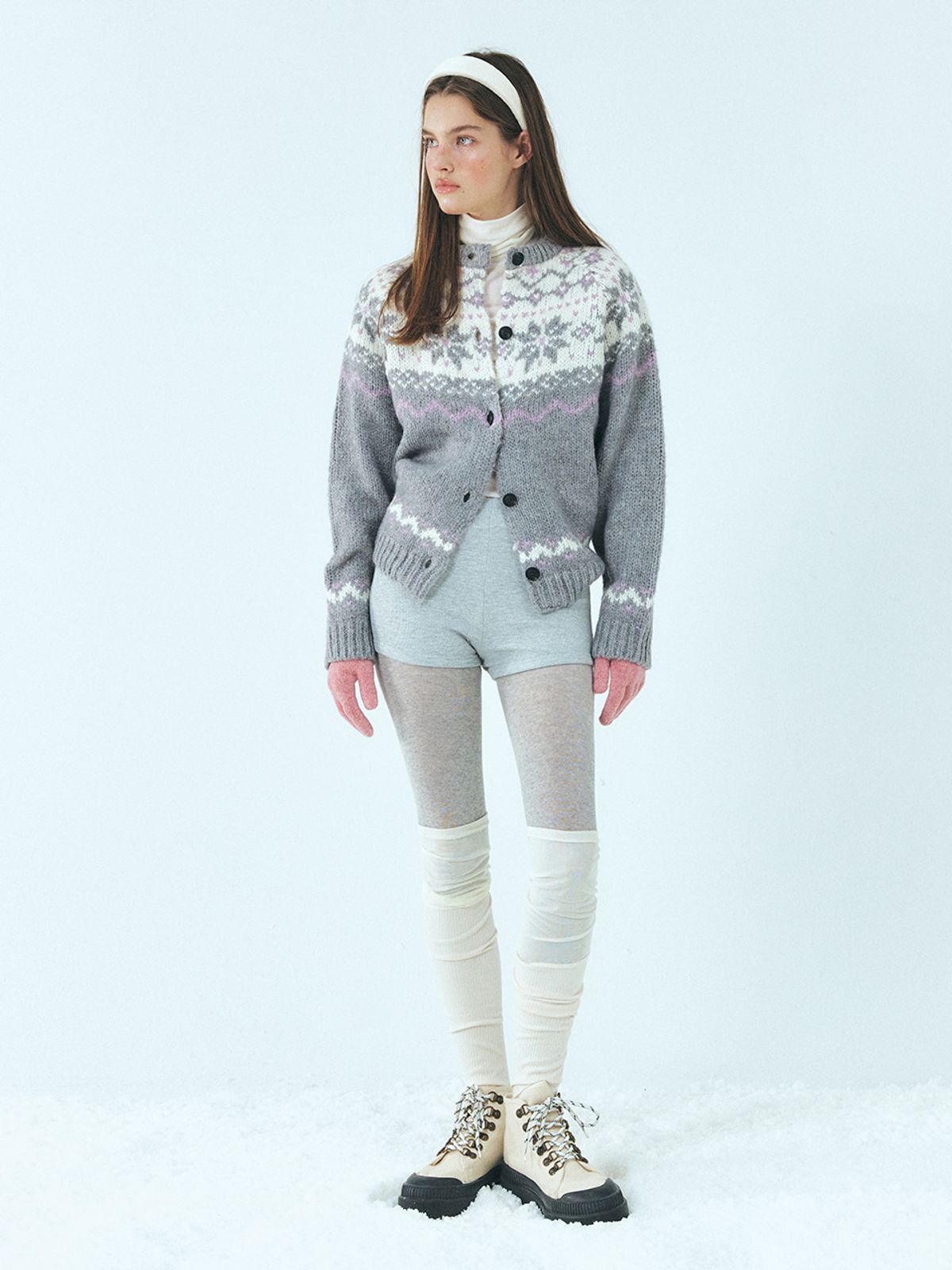 에트몽(ETMON) Alpaca Nordic Knit Cardigan, Grey