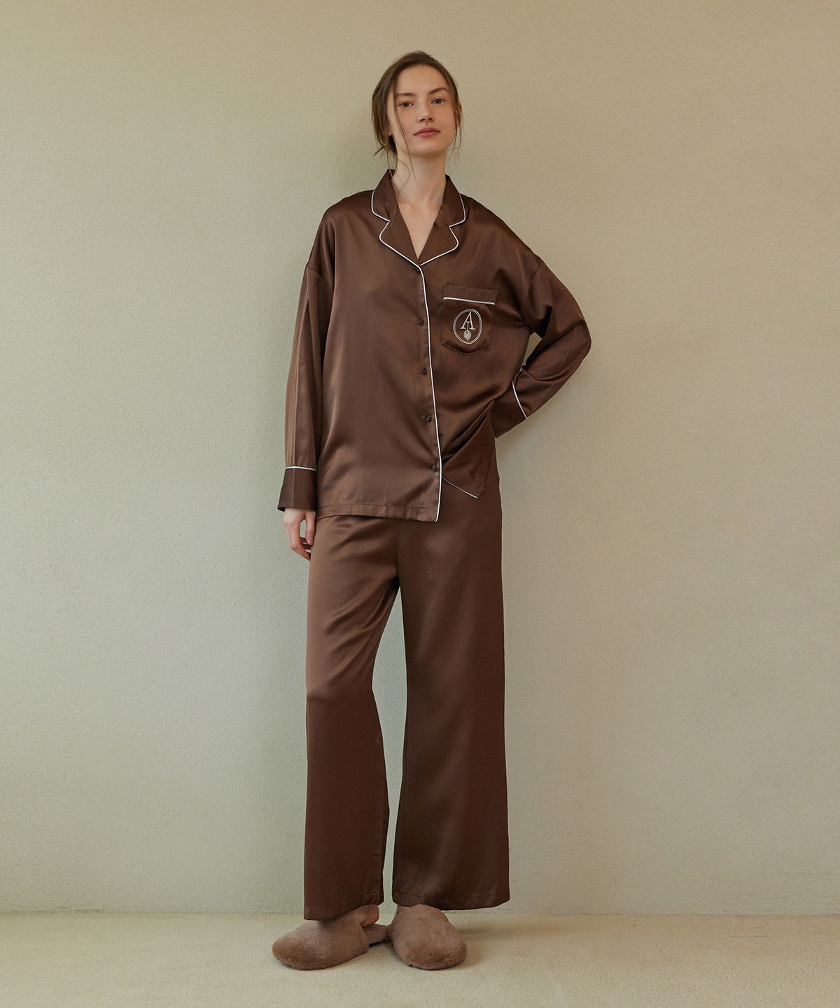 아템포(ATEMPO) CLASSIC PAJAMA COUPLE SET_chocolate