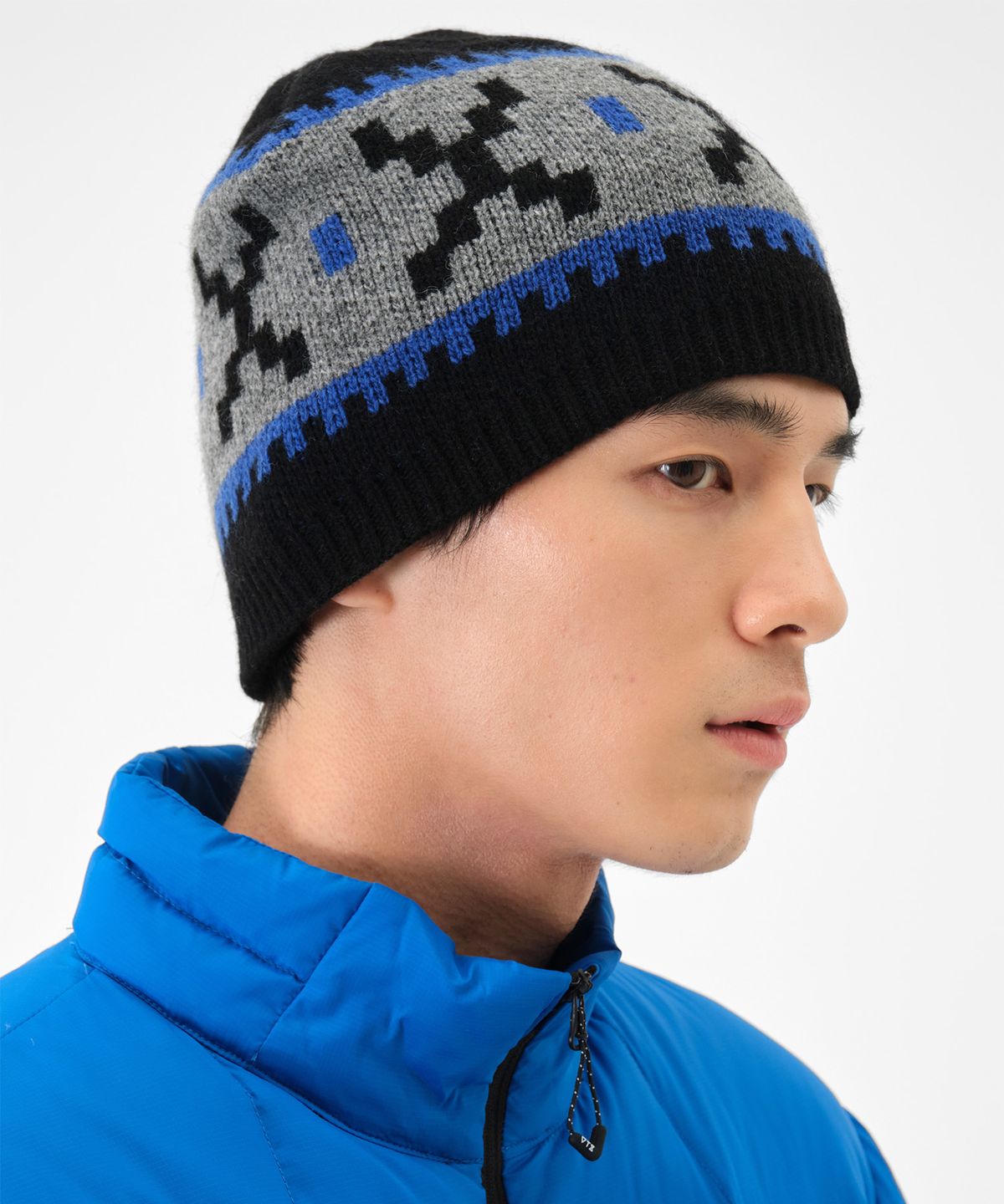 디미토(DIMITO) CROCHET BLOCK BEANIE BLACK