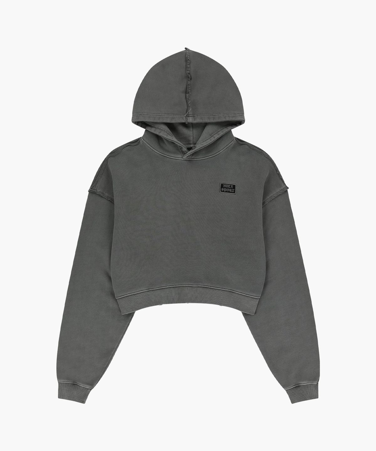 에이치덱스(HDEX) 우먼스 빅후드 데미지 피그먼트 크롭 후디 (Pigment Gray)