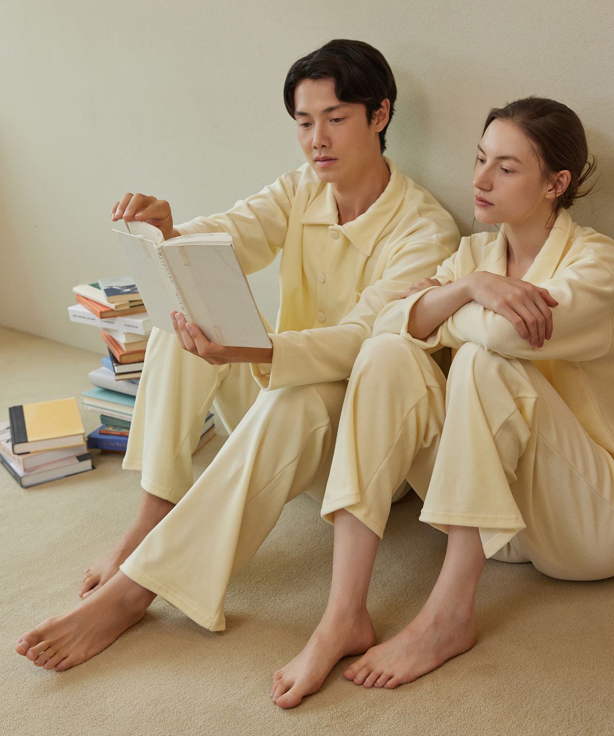 아템포(ATEMPO) VELOUR PAJAMA COUPLE SET_cream
