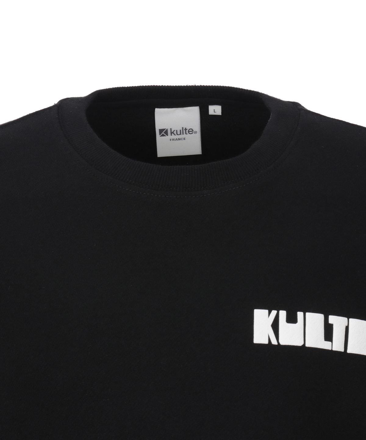 쿨트(KULTE) 레트로 팝아트 로고 기모 맨투맨 티셔츠 블랙