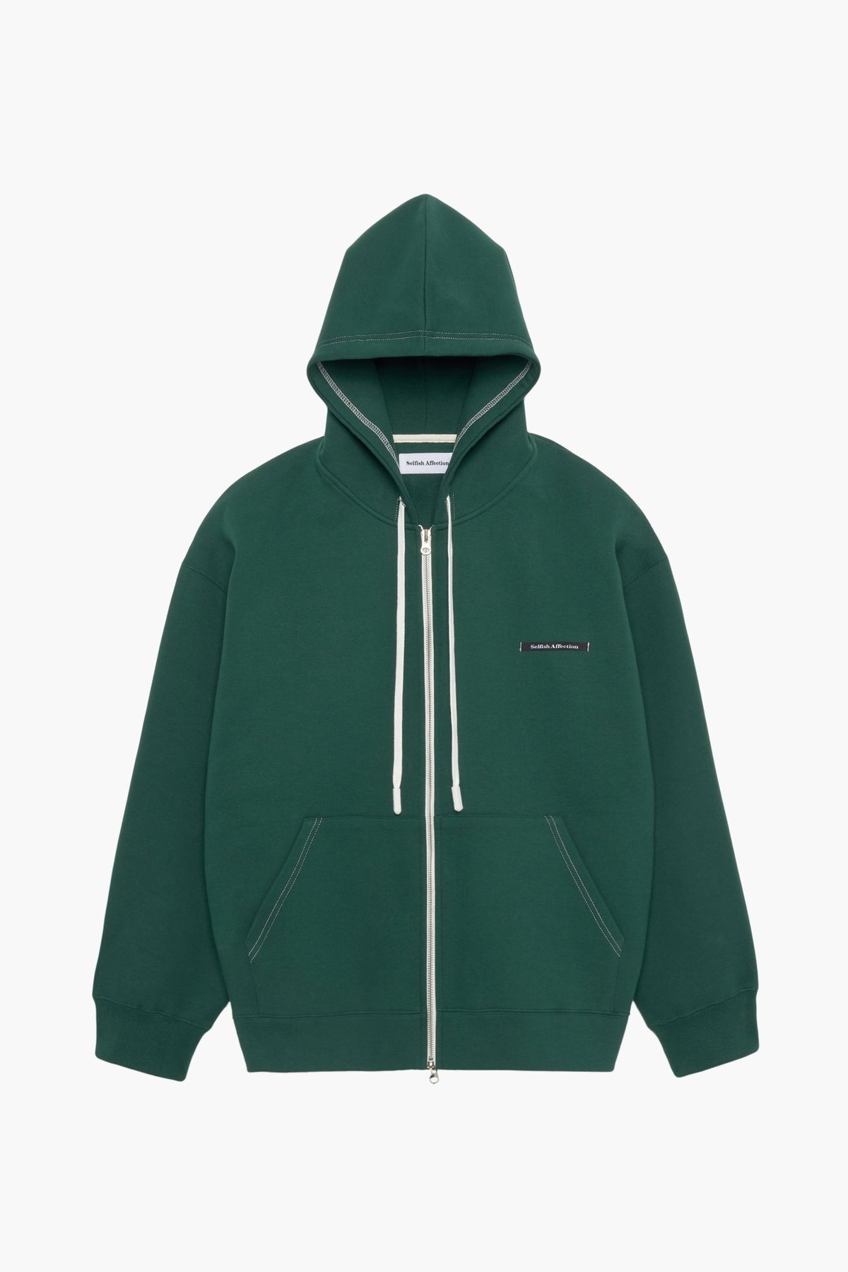 셀피시어펙션(SELFISHAFFECTION) Contrast Color Oversized Zip-Up Hoodie (Green)