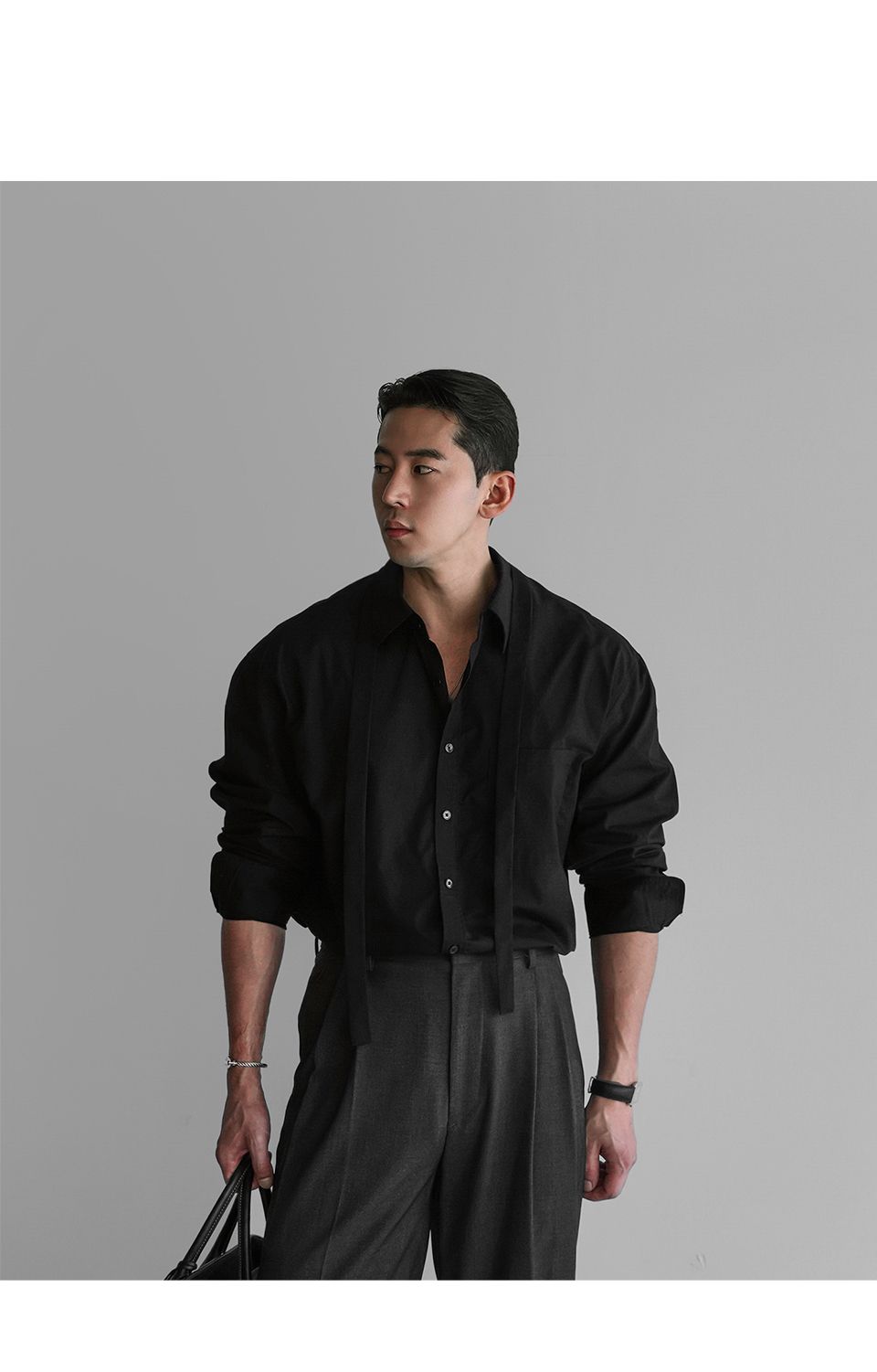 MUSINSA公式 | BOWLOW PRODUCT タイシルケットシャツ[ブラック]