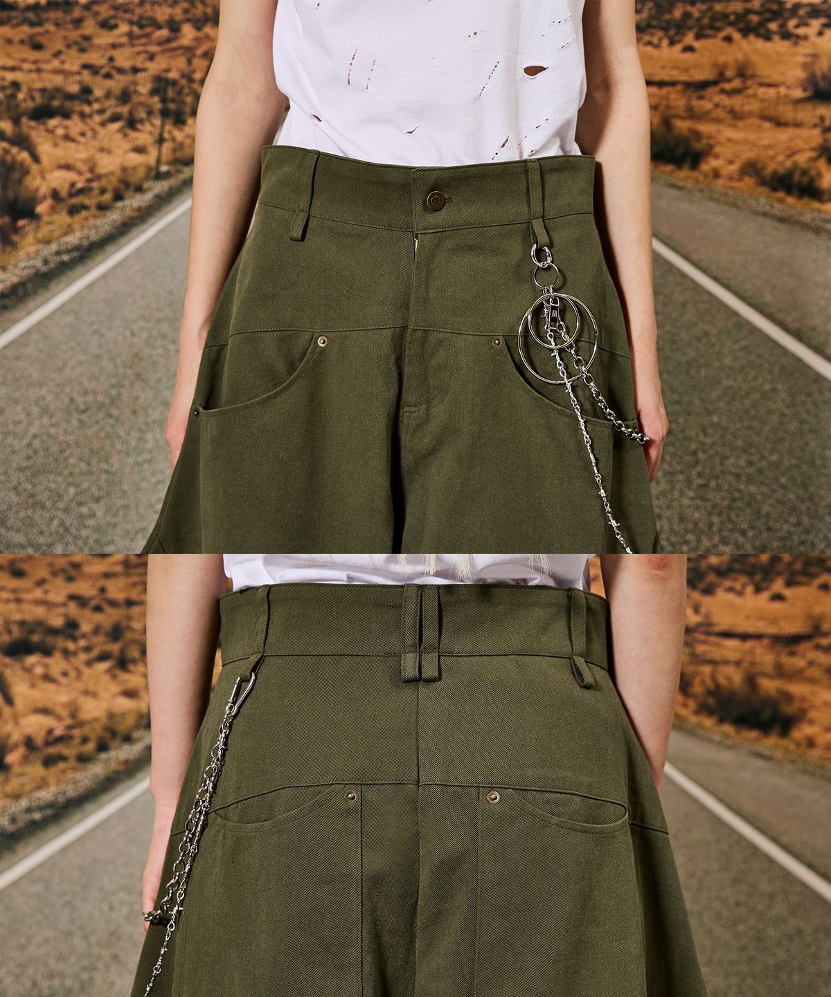 레큘리(RECULER) 와이드 벌룬 배기팬츠 Khaki