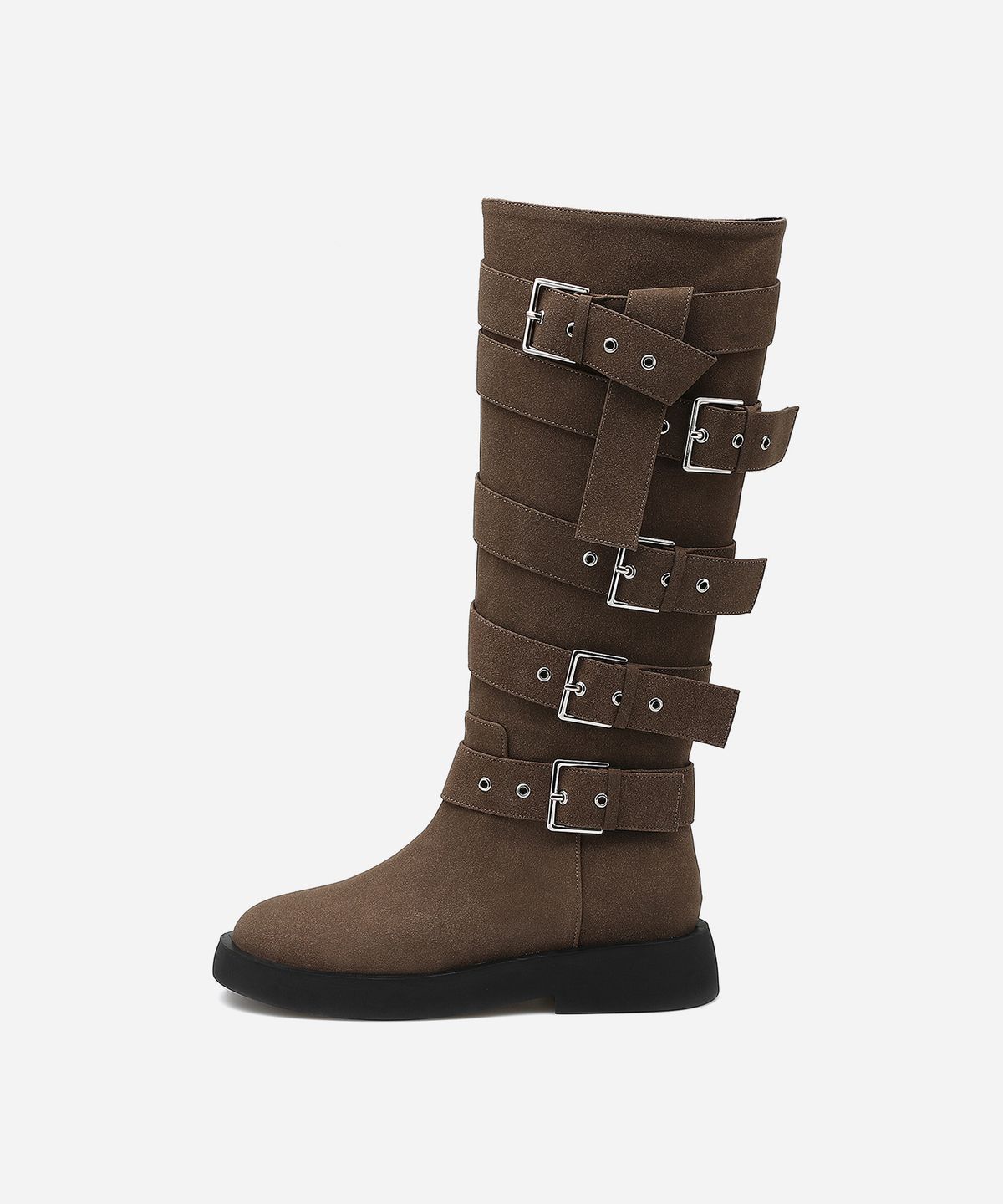 솔트앤초콜릿(SALT AND CHOCOLATE) 라운드 토 벨티드 롱부츠 412448001 (4cm/3colors)
