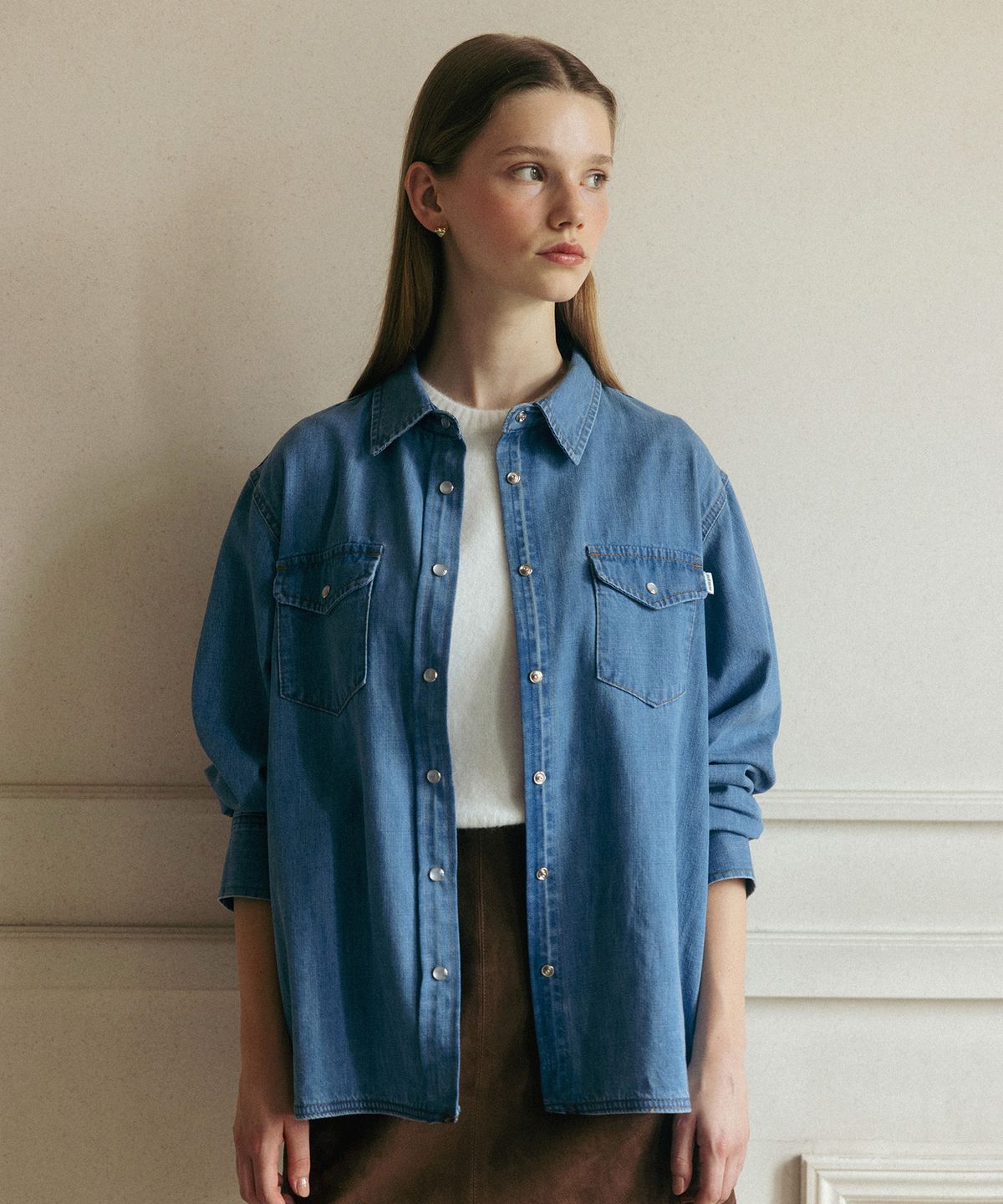 튜드먼트(TTUDEMENT) [2COLORS] WASHED DENIM SHIRT