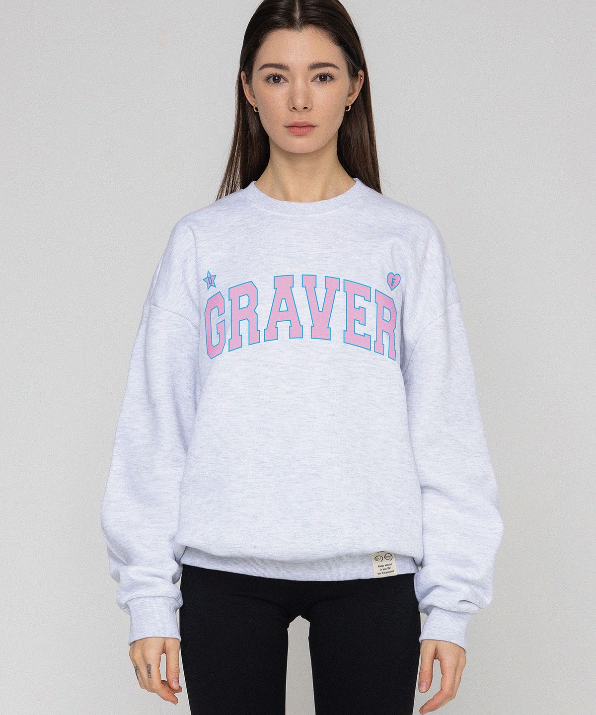 그레이버(GRAVER) [UNISEX]OF GRAVER 아치 로고 맨투맨_멜란지화이트